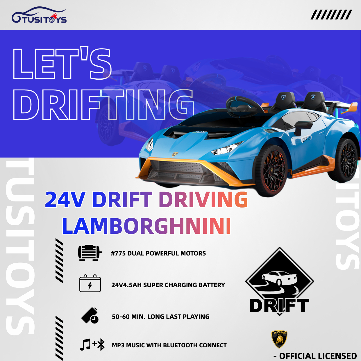 24V Drift Lamborghini barnbil