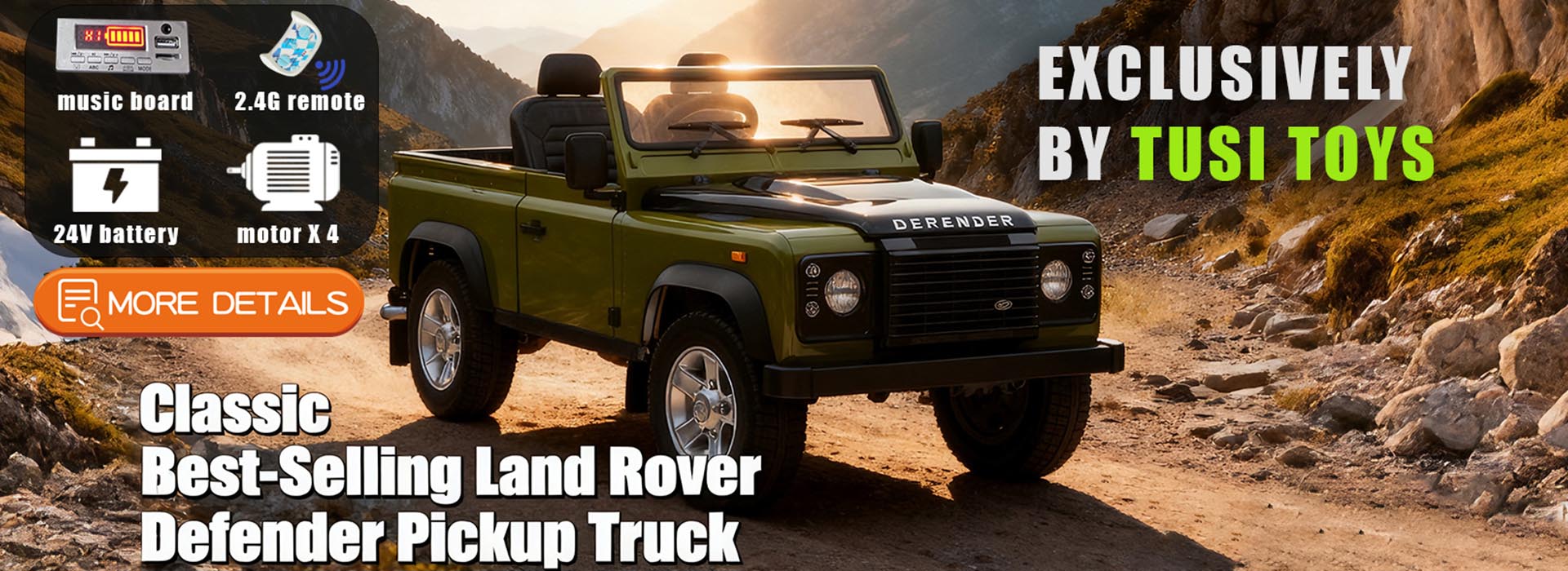 Klassisk bästsäljande Land Rover Defender Pickup