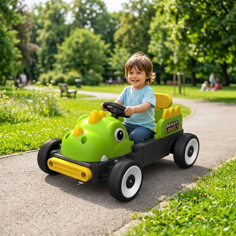 Dinosaur Shape 12V Kids Elbil Dubbla Motorer