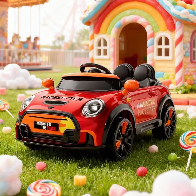 Kids Ride-On Car with Four-Wheel Shock Absorption, RC & Bluetooth